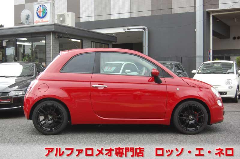 フィアット500　1.2・POP・赤・ＡＴ　ローダウン・社外アルミ　デュアロジックO/Hにて　ご納車いたします！！